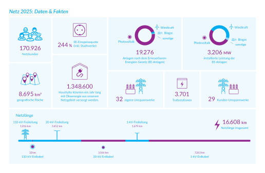 Infografik mit Daten zu Netz 2025